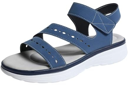 Sandalias de verano para mujer, sandalias de plataforma con suela suave, sandalias de trekking con hebilla ajustable para pies descalzos, sandalias cómodas y transpirables para exteriores, azul, 39 EU