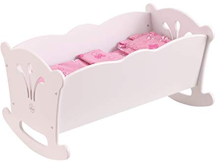 KidKraft Lil'Doll Puppenwiege aus Holz, Puppenbett für Baby Puppe, Puppen Zubehör, Spielzeug für Jungen und Mädchen ab 3 Jahre, 60101