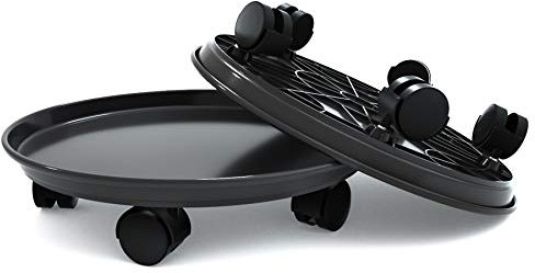 Coadura Plant Caddy 36cm,2 Pack Plant Caddy with Wheels Heavy Duty,Round Potted Plant Stand Mover,Rollers Dolly Trolley Tray Pallet with Wheels Indoor Outdoor Home Garden(14 Black)