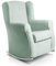 Sillon orejero balancin blanco CARLA (Sillon lactancia)Sillón tapizado antimanchas acualine color Verde Agua. Mecedora para dormitorio, salon o habitacion de bebe