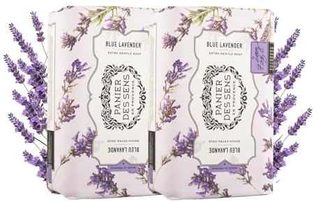 Panier des Sens - Jabón Sólido – Jabón de Manos y Cuerpo Lavanda Azul - Con Aceite de Karité - Cuidado Corporal para Mujeres y Hombres- Natural 97% de Ingredientes Naturales – 2x200g