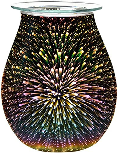 Shoze Electric Wax Melt Burner - 3D Firework Design Night Light Oil Burner Glass Essential Oil Aroma Decorative Candle Warmer Melter LED Night Lamp for Home Bedroom