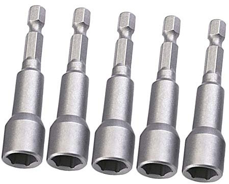 5 Pcs Embout Visseuse Magnetique, Tige Hexagonale 1/4 6mm Adaptateur Douille Visseuse avec Rainure de Changement Rapide pour Perceuse à Main électrique/Perceuse au Lithium/Tournevis à Chocs
