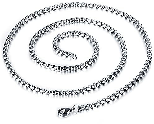 Banemi Collar cadenas para hombre, caja de plata collar gótico de acero inoxidable pinza de langosta para ella en Navidad, San Valentín, No es una piedra preciosa
