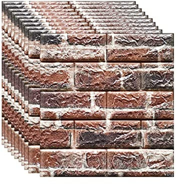 newgulzar 3d wandpaneele ，wandpaneele steinoptik wandpaneele selbstklebend Größe 35 * 38.5cm 10 Pieces rot