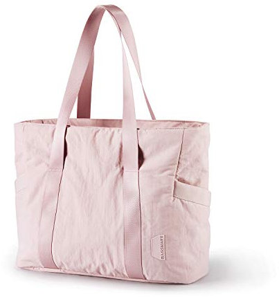 bagsmart Borsa a tracolla da donna, borsa da yoga, grande borsa per la spesa, impermeabile, multi-tasca, per lavoro, viaggi, shopping, scuola, yoga, 01-rosa, m