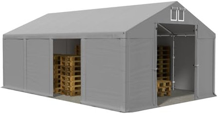 DAS COMPANY Lagerzelt 3x8m wasserdicht grau Zelt 560g/m² PVC Plane hochwertig Zelthalle Summer SD - Faltpavillon - Gartenpavillon - Pavillon - Lagerhallen - Gartenhaus - Zeltgarage - Garagenzelt