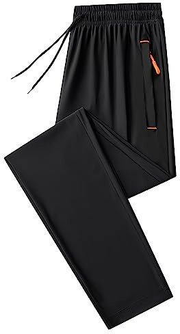 Jamron Hombre Verano Pantalones de Chándal Elásticos y Finos Pantalones Deportivos con Bolsillos con Cremallera Pantalones Casuales Ligeros (Fondo Abierto/Fondo Cerrado)