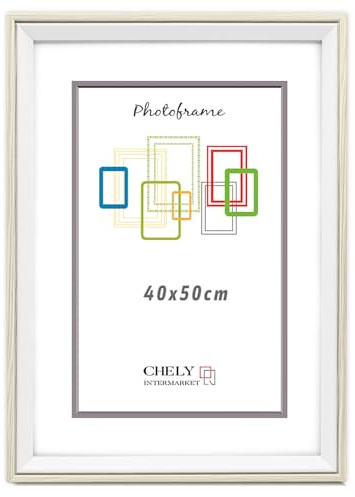 CHELY INTERMARKET Marco de Fotos 40x50cm de Madera Blanca MOD-391 Ancho de moldura 1,7cm