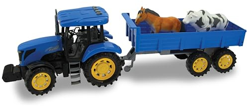 Teorema - Trattore Giocattolo Linea Verde per Bambini con Rimorchio e Animali, Luci e Suoni Reali, Motorizzato a Frizione, Batterie Incluse