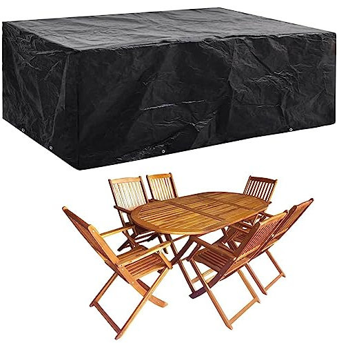 Mengtu Funda para muebles de jardín con 8 ojales, 242 x 162 x 100 cm, cubierta de mesa de jardín, funda para mesa de sillas de exterior, funda para mesas de terraza, casa, muebles, decoración para