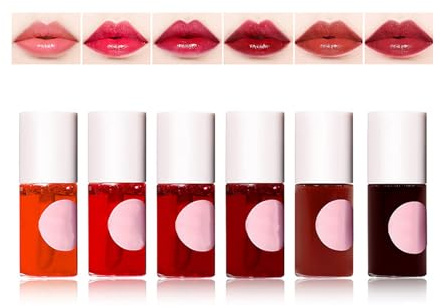 6 Colors Lip Stain Set Lip Tint Waterproof Lip Gloss Long Lasting Liquid Lipstick Moisturizing Lip and Cheek Stain Watery Lip Stain Non Sticky Korean Tint Lip Color Makeup