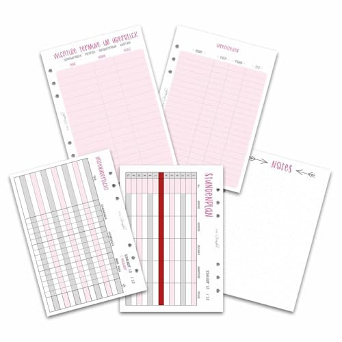 SinnWunder® Schüler-Set – mit Stundenplänen, Notenübersichten, Lehrer-Sprechzeiten, wichtigen Terminen und Notiz-Blättern für Ringbücher mit 6 Ringen im Format DIN A5