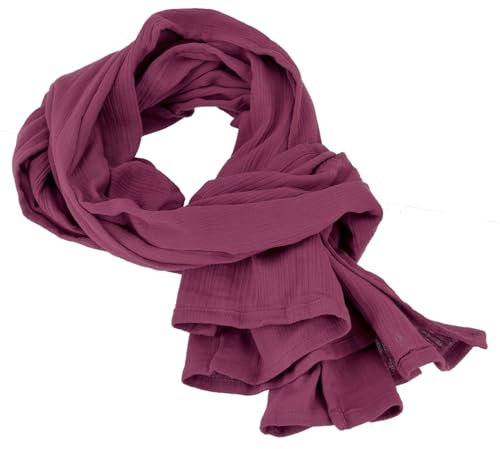 GURU SHOP Indisches Baumwolltuch, Schal, Leichter Musselin Baumwollschal 50x150 cm - Weinrot, Herren/Damen, Baumwolle