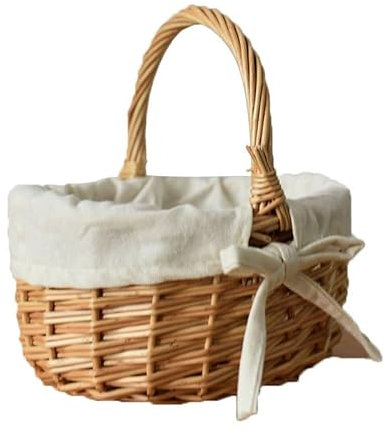 Skeadex Osterkörbchen mit Henkel, Osterkörbchen Kinder Osternest Korb, Rattan Körbchen mit Henkel, Osterkorb Kinder Weidenkorb mit Henkel,Osterdeko Klein Geschenk Korb für Süssigkeit Plätzchen (1)