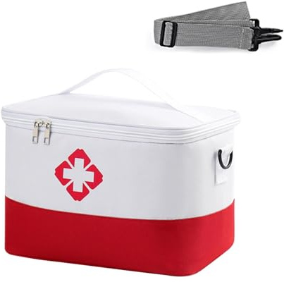 Ceeyoll Trousse De Secours Vide,Sacs à Médicaments,Sac De Premiers Secours,Étanche Sac de Médecine Portable, Trousse De Médecine Sa D'urgence,Pour L'école,Le Camping Et La Randonnée. (Rouge et blanc)