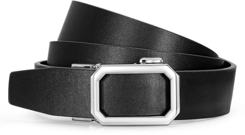 SUOSDEY Ratschengürtel für Damen, Automatik Ledergürtel ohne löcher für Jeanshosen verstellbare 31 mm Breite schwarz