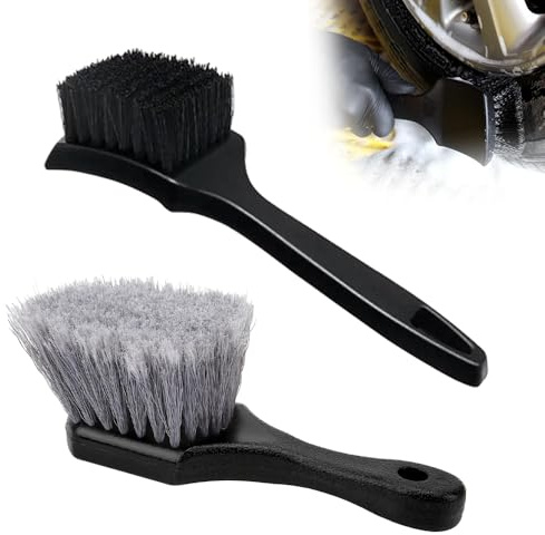 BNGXR Spazzola per Cerchi Auto, Detailing Spazzola per la Pulizia Delle Ruote Dell'auto, Spazzola Pneumatici per Lavaggio Auto Setole Facili da Rimuovere Dallo Sporco, per Moto Bicicletta(Nero Grigio)