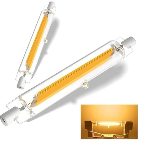 Dvnoua Ampoules R7S LED 118mm Dimmable, LED R7S 20W Équivalent à Lampe Halogène 200W, Blanc Chaud 3000K 2000LM, Éclairage à Faisceau 360°, Sans Scintillement, lot de 2
