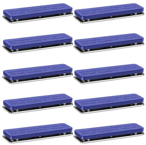 AMONENZ 10 Piezas Insignia de Nombre Magnética, Azul 45 x 13 mm Placas Identificativas, Etiquetas Magnéticas para Ropa Tamaño, para Marcadores y Pantallas de Carátulas de Identificación