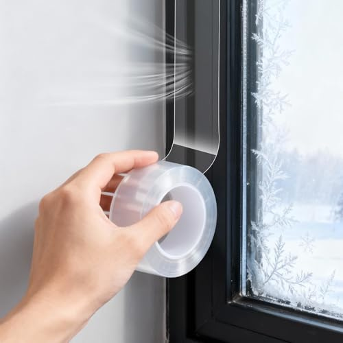 Zocipro Transparentes Fenster Dichtungsband 5cm*10M, Dichtungsband Selbstklebend für Türen Fenster, Abdichtband Selbstklebend Wasserfest Fugendichtungsband für Keep Out kalte Luft Staub Regen