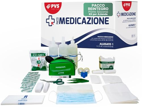 REMEDIA ONE - Pacco Reintegro Cassetta Pronto Soccorso Allegato 1 DM 388/03 - Kit Primo Soccorso Completo per Armadietto Aziendale CE senza Sfigmomanometro