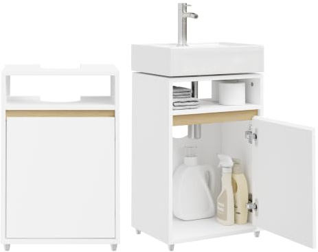 SoBuy Mueble Bajo Lavabo Estrecho con Recorte en U 40x60x30cm para Baño