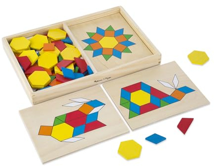 Melissa & Doug | Pattern Blocks and Boards | Developmental Toy | Motor Skills | 3+ | Gift for Boy or Girl