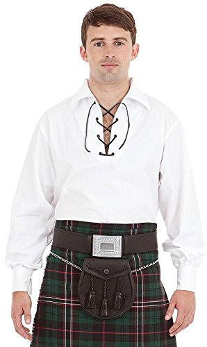 Kilt Society Mens Jacobite Ghillie Shirt White