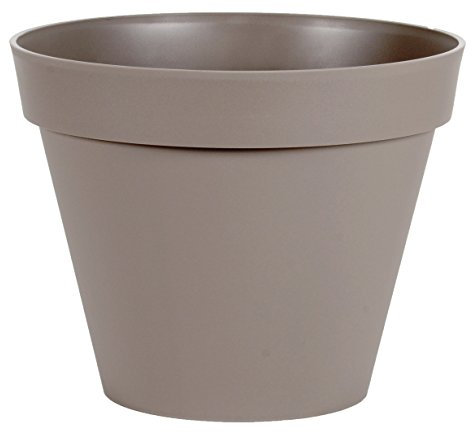 EDA - Pot de Fleur Rond Toscane Ø 40 cm - Volume 23 L - Ø 39,5 x H.31 cm - Taupe