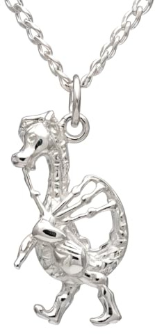 Alexander Castle Collier Écossais en Argent Sterling 925 Représentant Nessie la Cornemuseuse - Pendentif 25mm x 10mm - Cadeau Écossais pour Femmes avec Coffret à Bijoux