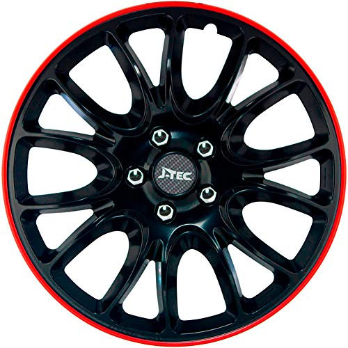 Satz J-Tec Radzierblenden Hero GTR 16-Zoll Schwarz/Rot unrandet