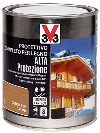 V33 PROTETTIVO COMPLETO PER LEGNO ALTA PROTEZIONE A SOLVENTE Castagno Scuro 0,75 L