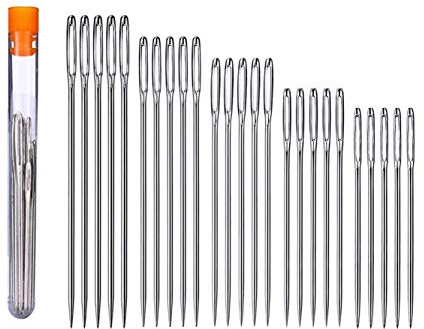 Agujas de Coser Agujas de Mano,25 Piezas Agujas de Costura de Ojo Grande Agujas de Aguja Grande 5 Tamaños Agujas de Coser a Mano para Coser Lana Tela Cuero Pellejo 4.2cm 4.6cm, 5.2cm, 5.6cm, 6cm