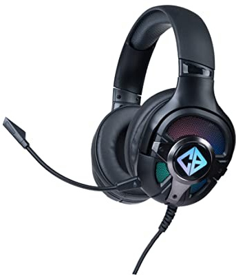 Cosmic Byte Oberon 7.1 RGB Gaming Trådbundna on-ear-hörlurar med mikrofon med dubbel ingång – USB och 3,5 mm uttag, löstagbara, 90° roterbara öronkåpor (svart)