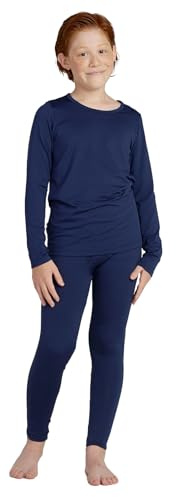 LAPASA Set Termico Intimo Bambino Caldo Leggero Strato Base Maglia a Maniche Lunghe e Pantaloni B03 Blu Navi 9-10 Anni