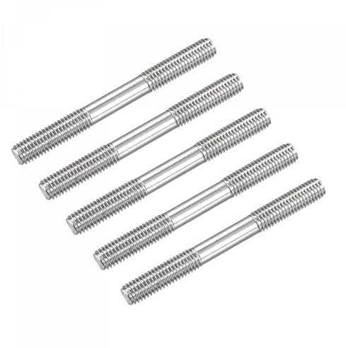 sourcing map Double Ended Stud Screws (M8 Thread 80mm Length) 5pcs, 304 Stainless Steel Dual Threaded Rod Bolts - for House Maintenance