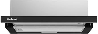 Corberó VINSON635B Hotte télescopique noire, 60 cm, débit 350 m3/h, puissance 65 W, 2 vitesses, filtre aluminium 3 couches, filtre carbone, efficacité énergétique B