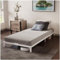 Dreamzie Cadre de Lit 90x200 avec Sommier en Métal Blanc - Hauteur de 25 cm - Sommier 90x200 avec Pieds - Structure Solide, Assemblage Facile, Capacité de Rangement 22cm