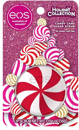 eos Holiday Lip Scrub Exfoliator- Candy Cane Sugar Scrub, Limited-Edition Moisturizing Lip Treatment, Stocking Stuffers, 0.56 oz