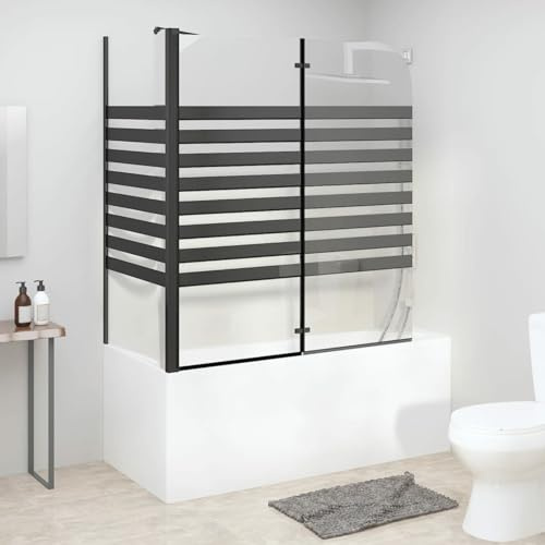 DJEKA Parete Vasca da Bagno, Porta Doccia, Parete Vasca, Vetro Doccia, Box Doccia a Strisce 120x68x130 cm in Vetro Temperato
