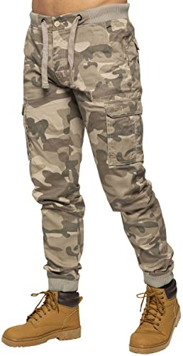 989Zé ENZO Pantalon Cargo en Jean Camouflage pour Hommes avec Poignets