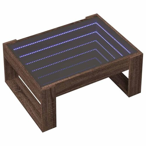 vidaXL - Mesa de centro LED roble marrón 70x53x30 cm