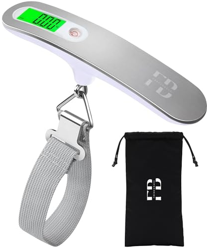 Pesa Valigia da Viaggio 50kg - Bilancia Valigie Portatile con LCD Retroilluminato, Funzione Tare e Auto Spegnimento - Bilancia per Valigie Compatta e Leggera per Viaggi Senza Stress