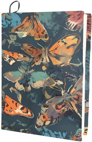 CRASPIRE Funda Elástica para Libros con Diseño de Insectos Polillas Mariposas Lavable Reutilizable de Nailon Grande para Libros de Tapa Dura de 9x11 Pulgada Regalo de Libro de Texto