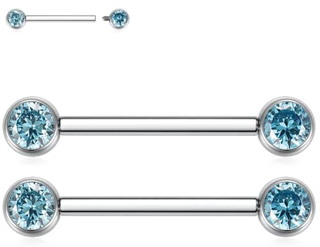 AROWRO 14 g tungpiercing bröstvårtstavar bröstvårtspiercing smycken titan tungstänger bröstvårtningsringar inre gänga tungpiercing platt ryggdel bropiercing smycken