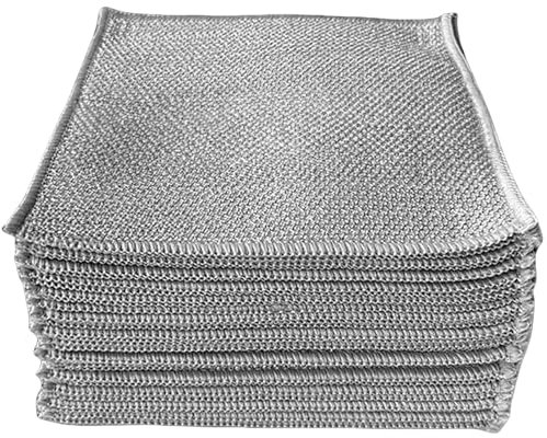 Lot de 100 chiffons à vaisselle en fil d'acier doux à 3 couches pour nettoyage humide et sec, anti-adhésifs, sans danger pour la cuisine, l'évier, la cuisinière – Rinçage facile