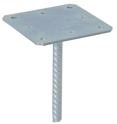 TRIBECCO® Ancrage à bétonner sur barre d'armature Ø20 pour montage de poteaux de poutres en bois, pied de poteau à sceller dans le béton, résistant à la corrosion, disponible en 3 tailles (1, 160 mm)