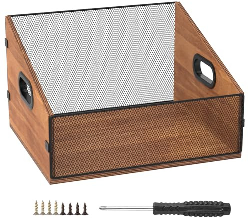 harupink Caja de discos de vinilo, maleta trapezoidal para LP de vinilo con asas, 36×30×21.5cm, para hasta 60 LP, caja de madera para la conservación de álbumes valiosos