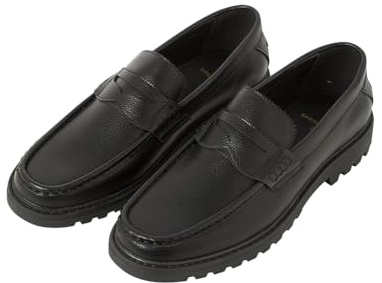 Springfield PU Gran LEATEHR Effect Serrated Loafer, Mocasín De Cuero Hombre, Negro, 40 EU